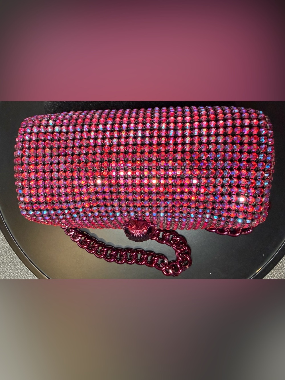 Kurt Geiger London Party Crystal Pouchette Shoulder Bag in Fuchsia / Purple - Picture 7 of 11